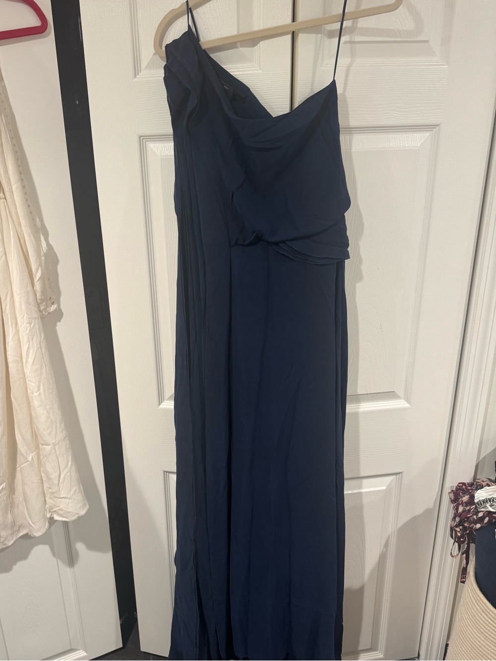 BCBGMaxAzria Navy One-Shoulder Maxi Dress